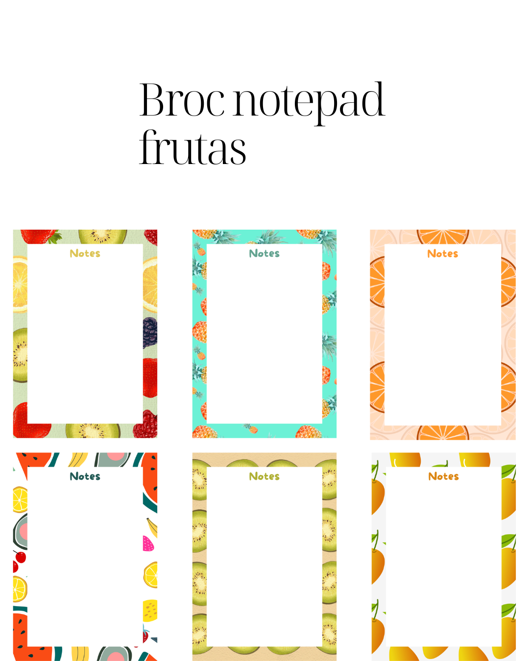 Notas 7x10cm de animales,flores,frutas y minimalista