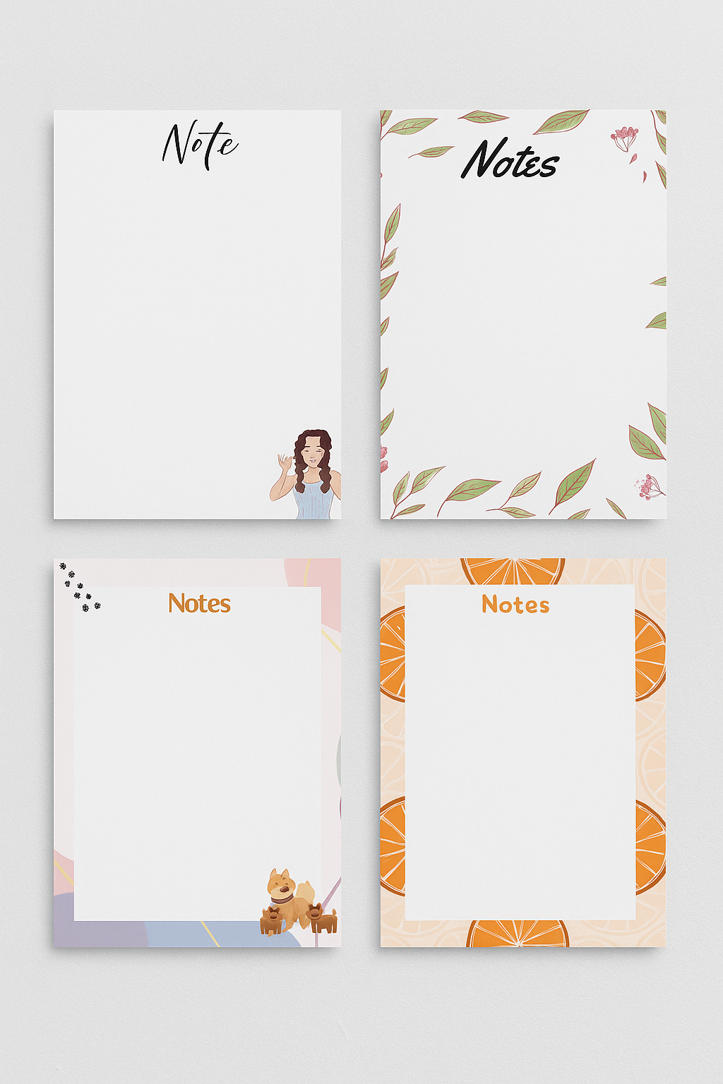 Notas 7x10cm de animales,flores,frutas y minimalista