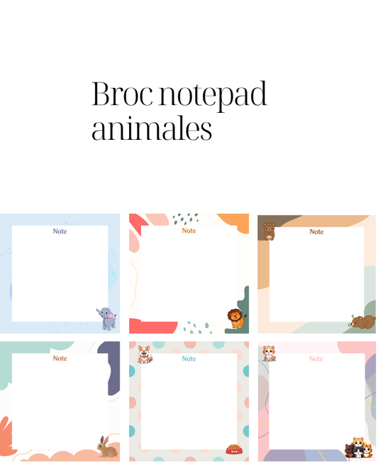 Notepad 7x8 cm tematica animales.flores,frutas y mininalista