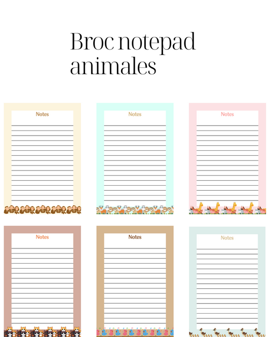 Notas 7x10,5cm con rayas de animales,flores,frutas y minimalista