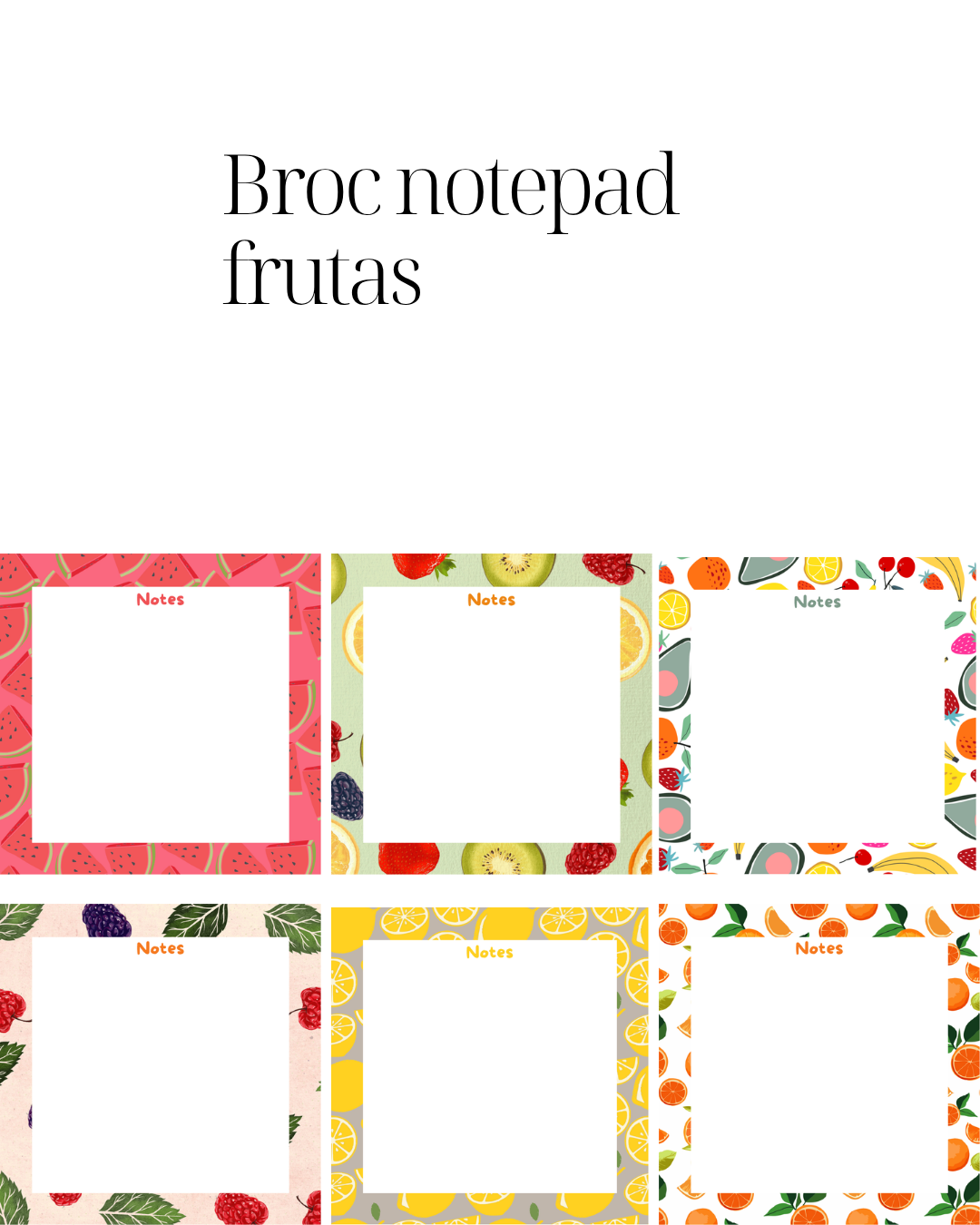 Notepad 7x8 cm tematica animales.flores,frutas y mininalista