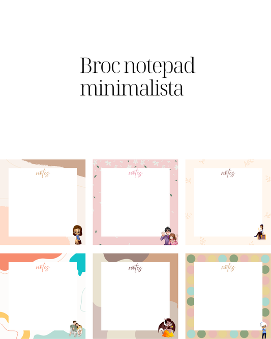 Notepad 9x10,5 cm tematica animales,frutas,flores y minimalista