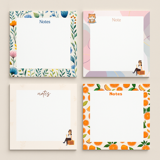 Notepad 7x8 cm tematica animales.flores,frutas y mininalista
